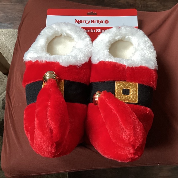 Merry Brite Adult Santa Slippers New Size M (7-8) - Picture 1 of 10